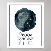 Pisces Zodiac Zeichen: Individuelle Name & Geburts Poster (Vorne)