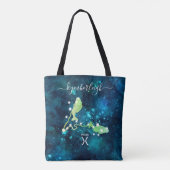 Pisces Zodiac-Zeichen Kosmische Monogramm Name Aqu Tasche (Rückseite)