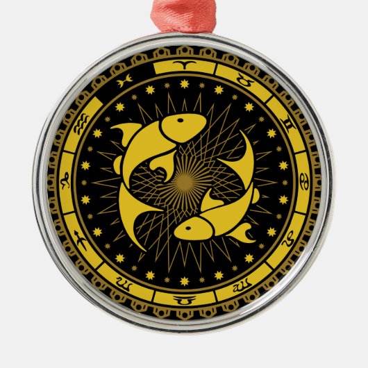 Pisces - Zodiac - Zeichen - Symbol - Horoskop Ornament Aus Metall (Vorne)