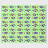 Pisces Zodiac Zeichen und Symbol Grün Geschenkpapier (Flach)