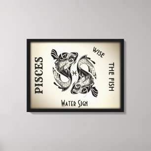 Pisces Zodiac Zeichen und Symbol Wrapped Canvas Leinwanddruck