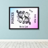 Pisces Zodiac Zeichen und Symbol Wrapped Canvas Leinwanddruck (Insitu (Holzboden))