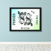Pisces Zodiac Zeichen und Symbol Wrapped Canvas Leinwanddruck (Insitu (Holzboden))