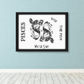 Pisces Zodiac Zeichen und Symbol Wrapped Canvas Leinwanddruck (Insitu (Holzboden))