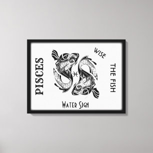 Pisces Zodiac Zeichen und Symbol Wrapped Canvas Leinwanddruck
