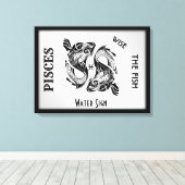 Pisces Zodiac Zeichen und Symbol Wrapped Canvas Leinwanddruck (Insitu (Holzboden))