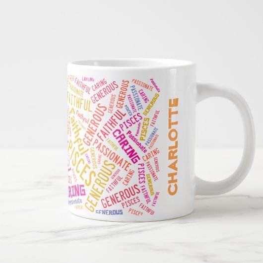 Pisces Zodiac-Zeichenmuster Jumbo-Tasse (Rechts)