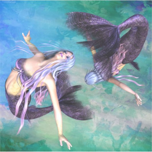 Pisces - Zwei Meerjungfrauen schwimmen in einer Sc Aufkleber (Vorderseite)