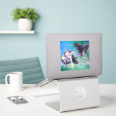 Pisces - Zwei Meerjungfrauen schwimmen in einer Sc Aufkleber (Laptop auf Schreibtisch)