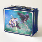 Pisces - Zwei Meerjungfrauen schwimmen in einer Sc Metall Brotdose (Rückseite)