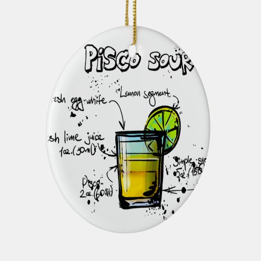 Pisco saures Cocktail-Rezept Keramik Ornament (Rechts)