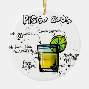Pisco saures Cocktail-Rezept Keramik Ornament