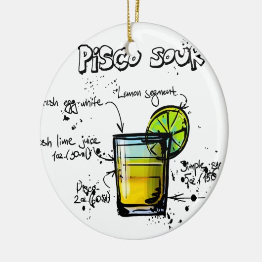 Pisco saures Cocktail-Rezept Keramik Ornament (Links)