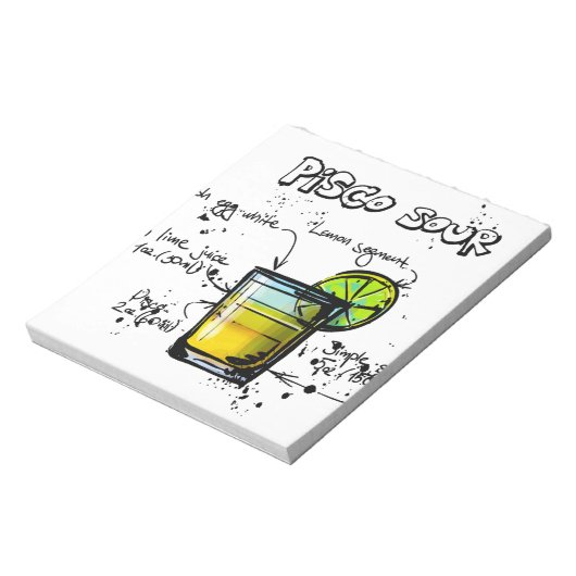 Pisco Sour Cocktail Rezept Notizblock (Rotiert)