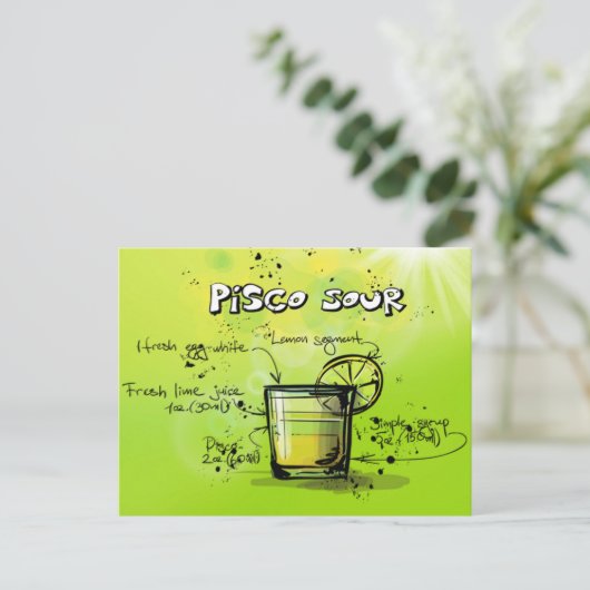Pisco Sour Drink - Cocktail-Geschenk Postkarte (Stehend Vorderseite)