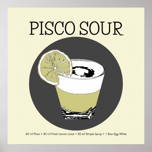 Pisco Sour Illustration Poster (Vorne)