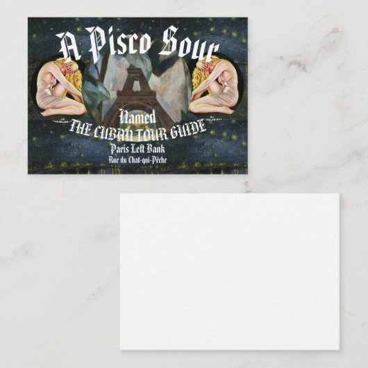 PISCO SOUR NAMENS KUBAN TOUR GUIDE MITTEILUNGSKARTE (Vorne/Hinten)