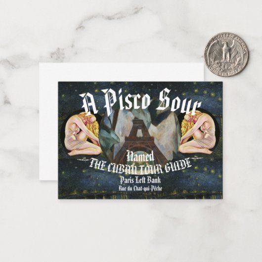 PISCO SOUR NAMENS KUBAN TOUR GUIDE MITTEILUNGSKARTE (Vorderseite/Rückseite Beispiel)