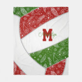 Pislies Feathers Blume rotes grünes Volleyball Fleecedecke (Vorderseite)