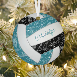 Pislies Federn aquamarine schwarze Volleyball Ornament Aus Metall