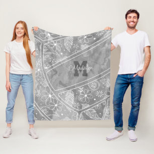 Pislies Federn Blume Muster grau Volleyball Fleecedecke