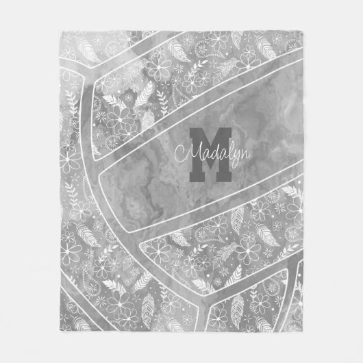 Pislies Federn Blume Muster grau Volleyball Fleecedecke (Vorderseite)