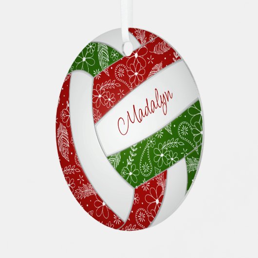 Pislies-Federn Blumengrün-Volleyball Ornament Aus Metall (Vorderseite links)