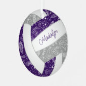 Pislies Federn lila Boho Volleyball Ornament Aus Metall (Vorderseite links)