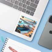 Pismo Beach California 3 Inch Vinyl Sticker (Laptop mit iPhone)