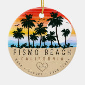 Pismo Beach California Retro Sunset Palm Trem 60er Keramik Ornament (Vorne)