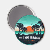Pismo Beach California Retro Sunset Souvenirs 80er Magnet (Vorderseite/Rückseite)