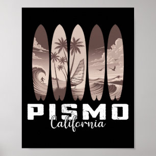 Pismo Beach Kalifornien Surfboard Männer Frauen Su Poster