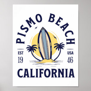 Pismo Beach Kalifornien Surfen Sommerurlaub Vintag Poster