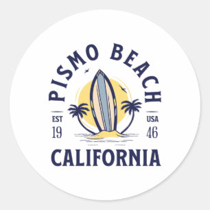 Pismo Beach Kalifornien Surfen Sommerurlaub Vintag Runder Aufkleber