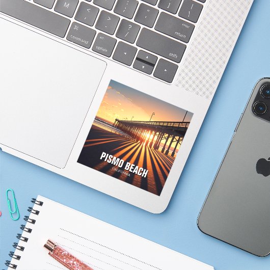 Pismo Beach Pier California Aufkleber (Laptop mit iPhone)