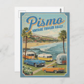 Pismo Beach Vintage Coastal Scene Postkarte (Vorne/Hinten)