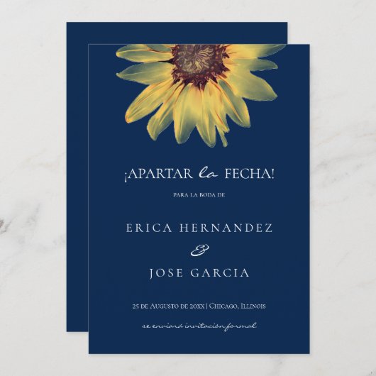 Piso rústico de girasol Save the Date Card (Vorne/Hinten)