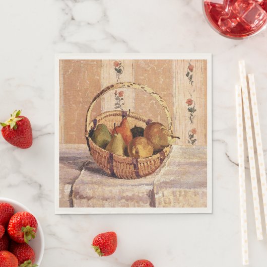 Pissarro - Äpfel und Birnen in einem runden Korb, Serviette (Beispiel)