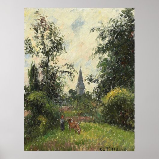 Pissarro - Bazincourt Steeple 1895 Poster (Vorne)