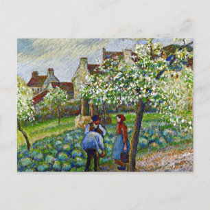 Pissarro - blühende Pflaumenbäume Postkarte