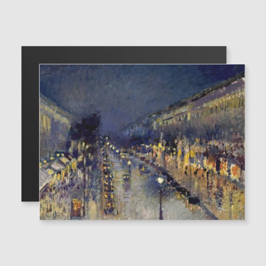 Pissarro - Blvd Montmartre bei Nacht Magnetkarte (Vorne/Hinten)