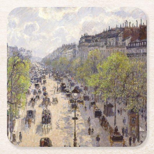 Pissarro - Boulevard Montmartre, Frühjahr Rechteckiger Pappuntersetzer (Vorderseite)