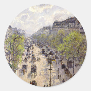 Pissarro - Boulevard Montmartre, Frühling Runder Aufkleber