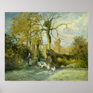 Pissarro - Die Gänsemädchen in Montfoucault Poster