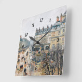 Pissarro - französischer Theaterplatz, Paris, Quadratische Wanduhr (Winkel)