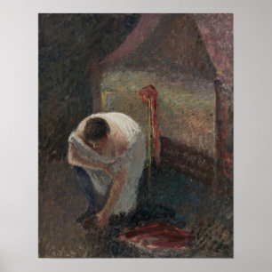 Pissarro - Frau im Hemd neben dem Bett 1896 Poster