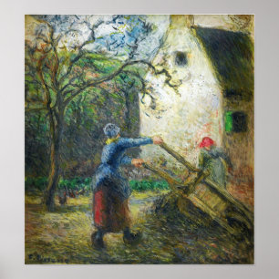 Pissarro - Frau leert den Handkarren 1880 Poster