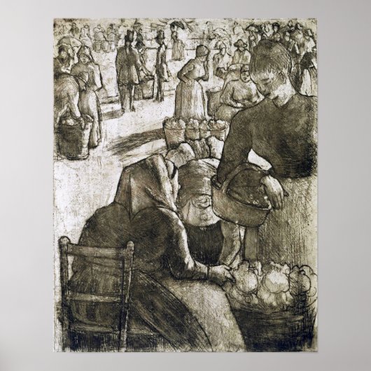 Pissarro - Gemüsemarkt Poster (Vorne)