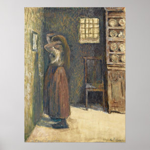 Pissarro - Junge Bauernmädchen bei ihrer Toilette Poster