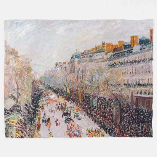 Pissarro - Montmartre, Mardi Gras am Boulevard Fleecedecke (Vorderseite (Horizontal))